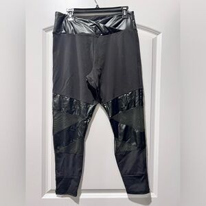 Moto legging mesh & pleather vegan pants